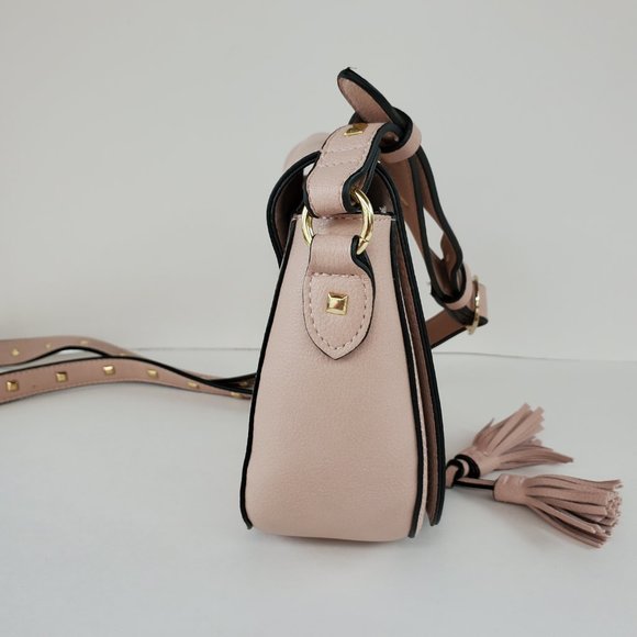 Victoria's Secrets Crossbody Saddle Bag Purse Pink Blush Studded Faux Leather - Picture 10 of 15